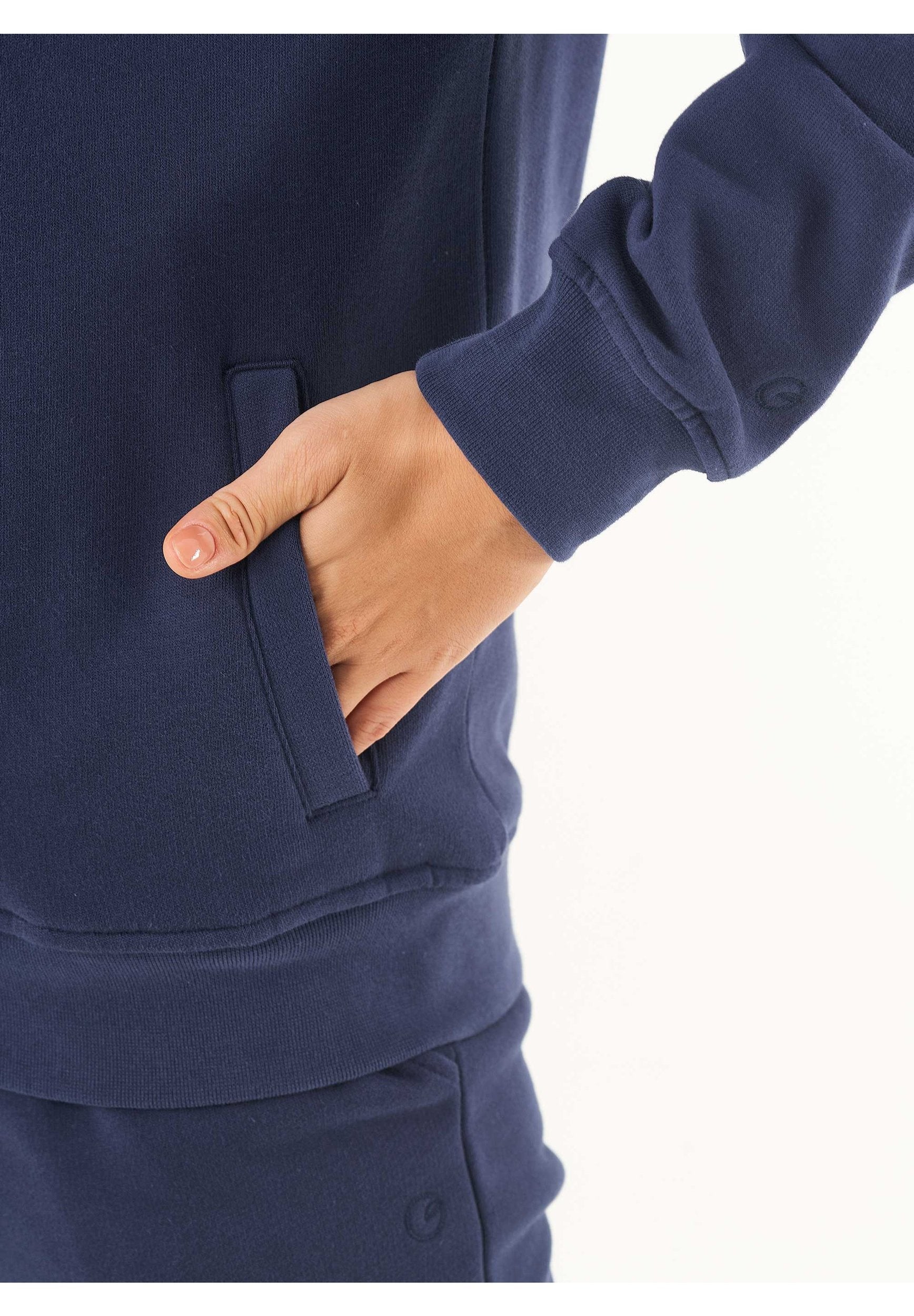Soft Touch Zip Hoodie in 100% carbon-brushed Organic Cotton in navy - Ecomarket.com