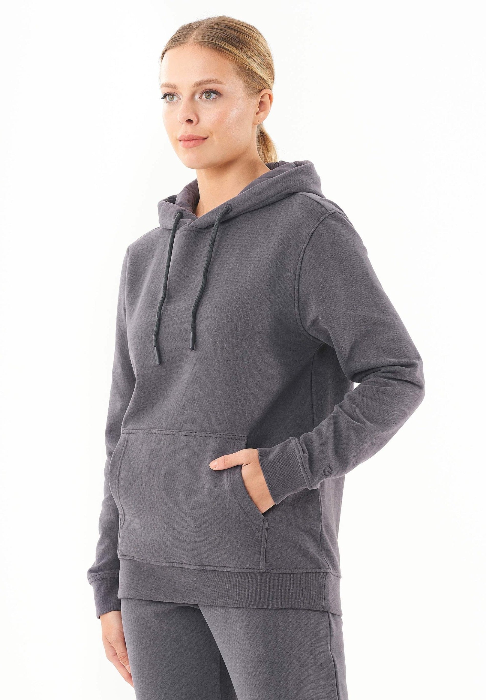 Soft Touch Sweat Hoodie in 100% carbon-brushed Organic Cotton in intense grey - Ecomarket.com