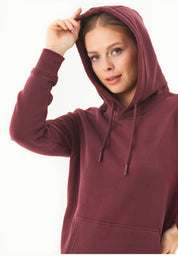 Soft Touch Sweat Hoodie in 100% carbon-brushed Organic Cotton in bordeaux - Ecomarket.com