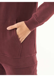 Soft Touch Sweat Hoodie in 100% carbon-brushed Organic Cotton in bordeaux - Ecomarket.com