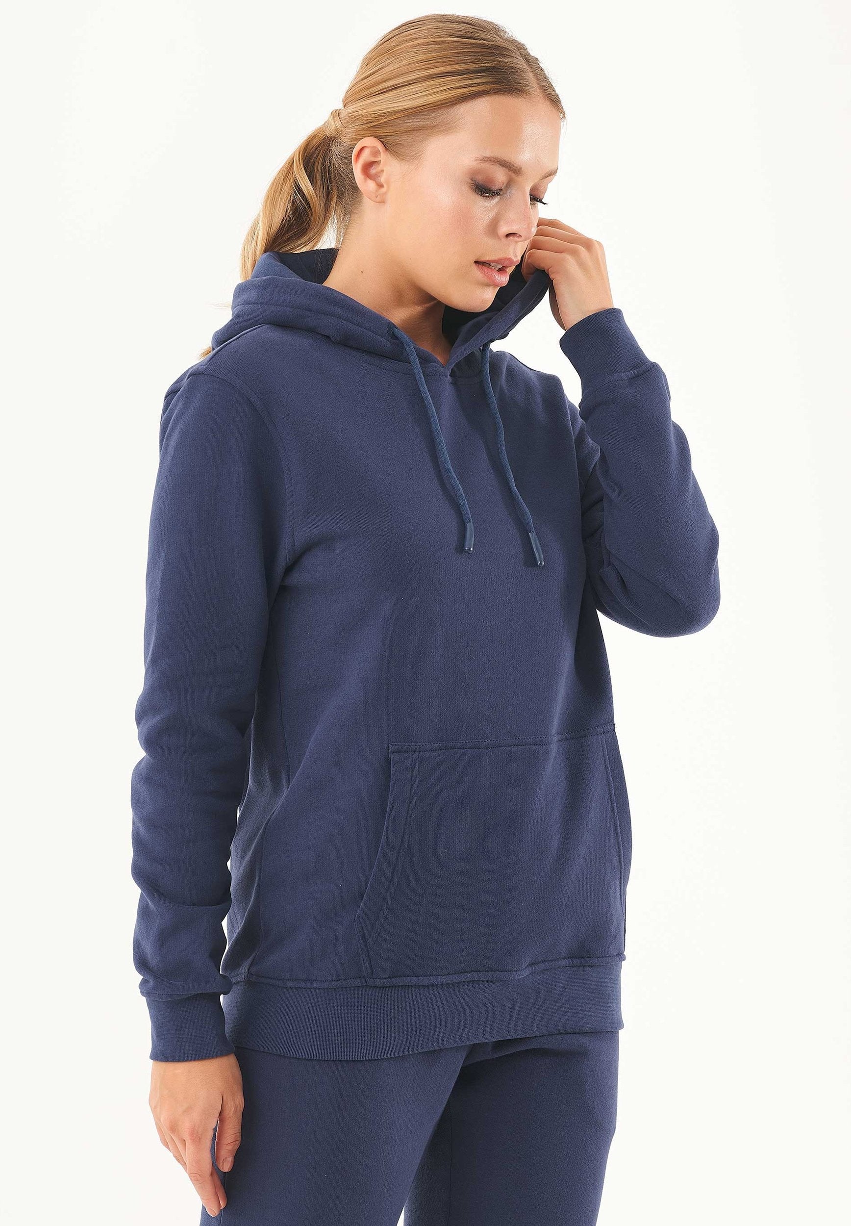 Soft Touch Sweat Hoodie in 100% carbon-brushed Organic Cotton in navy - Ecomarket.com