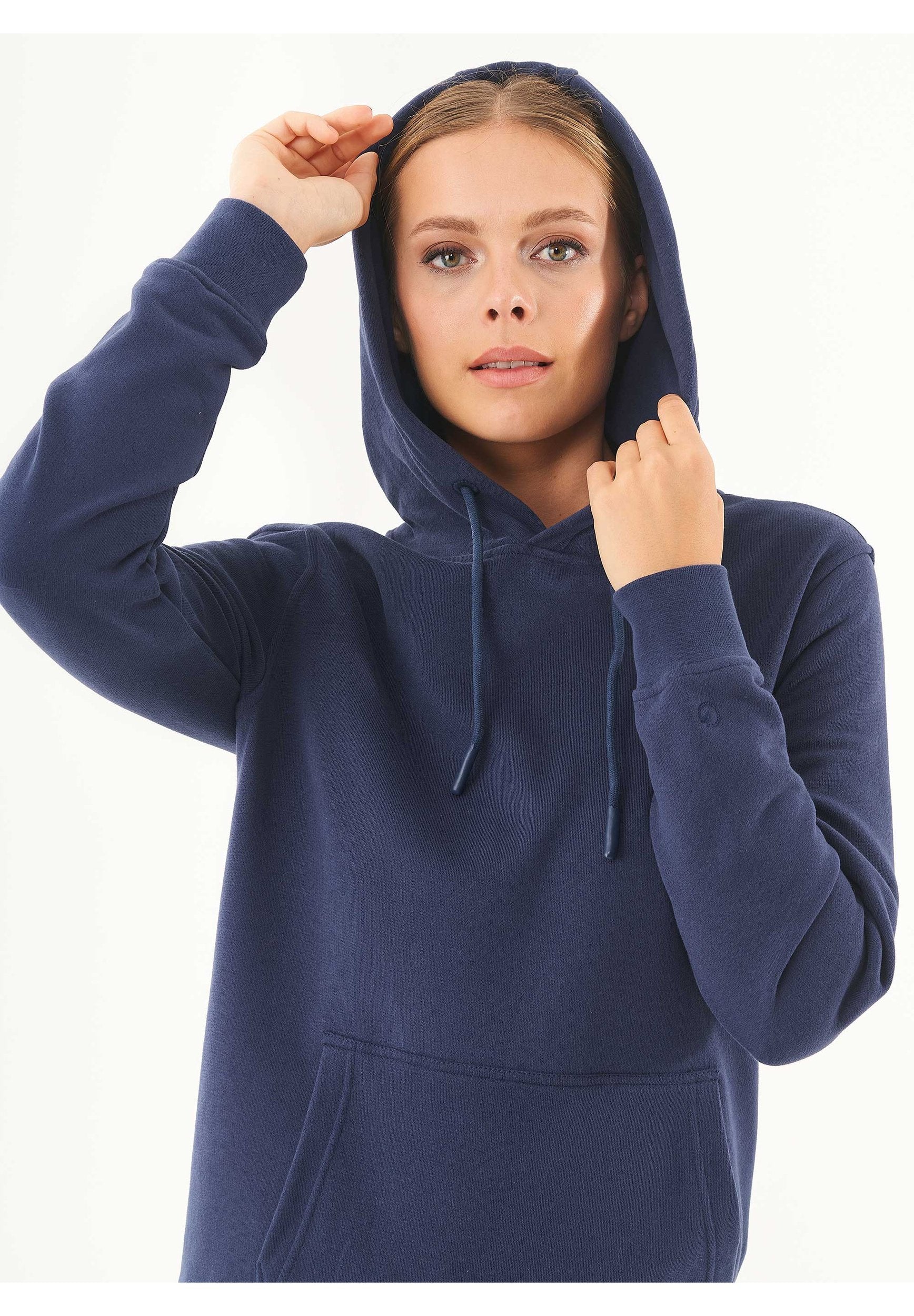 Soft Touch Sweat Hoodie in 100% carbon-brushed Organic Cotton in navy - Ecomarket.com