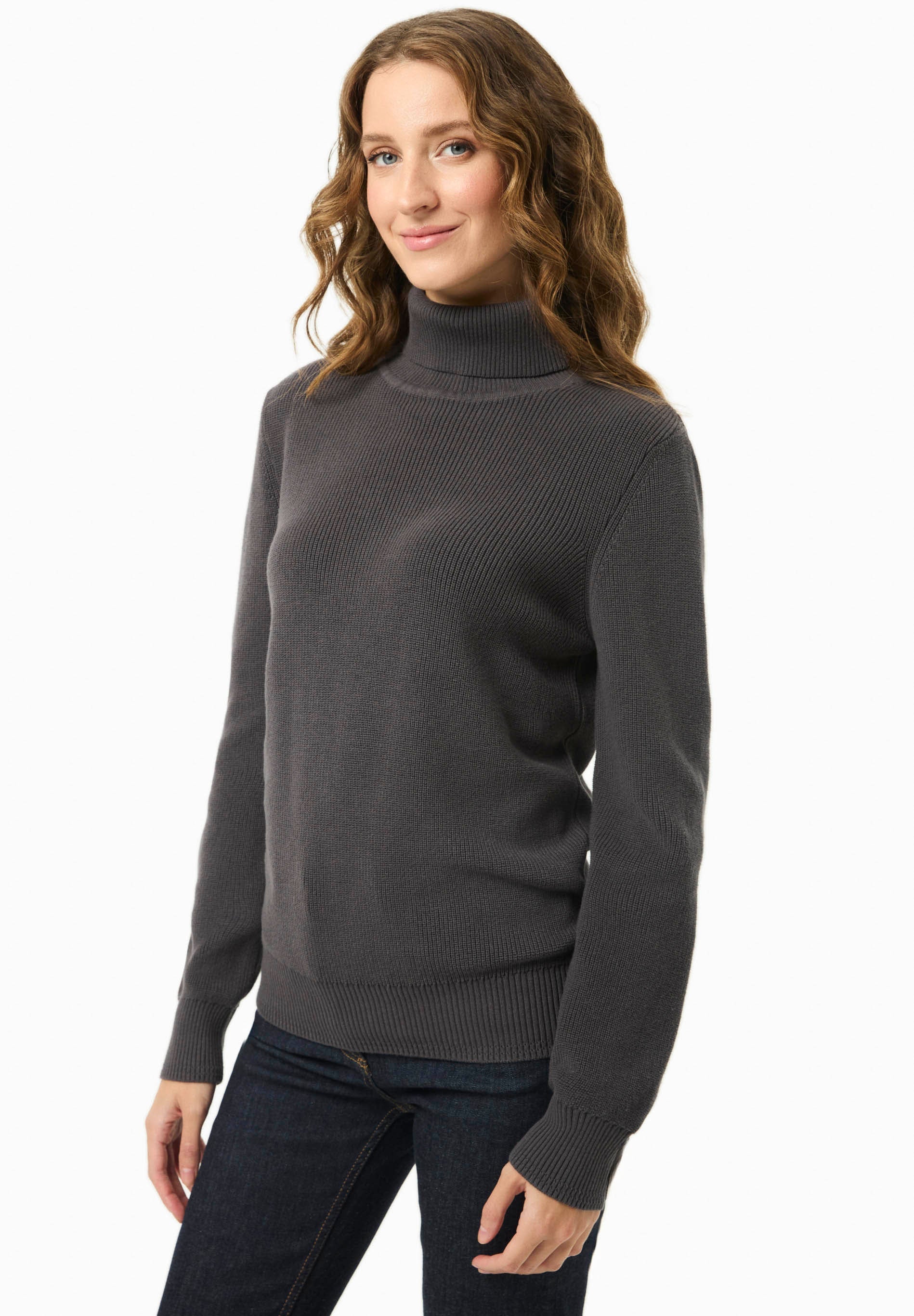 Organic cotton turtleneck sweater in anthracite - Ecomarket.com