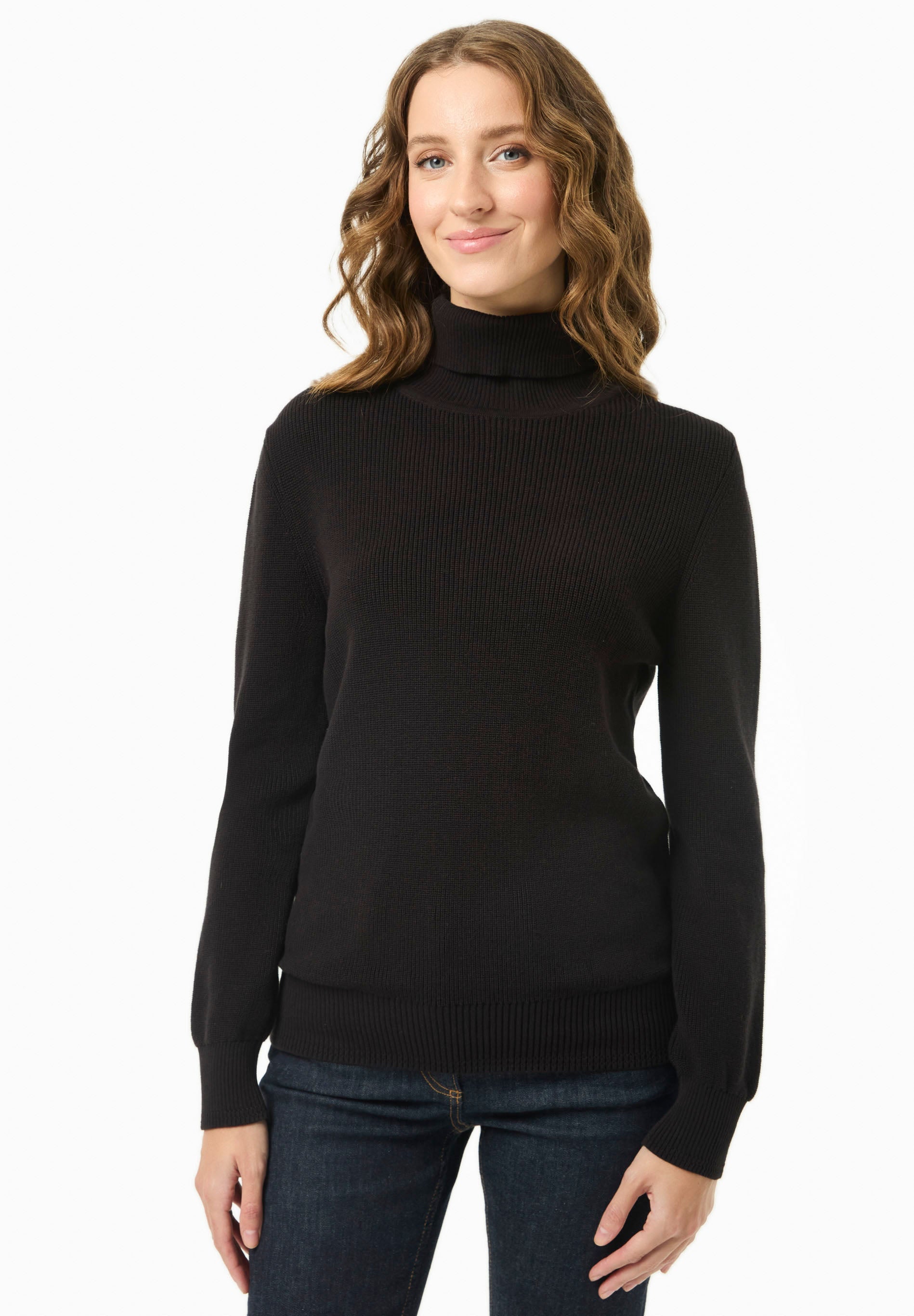 Women's 100% Organic Cotton Turtleneck Sweater in Black
