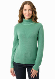 Organic cotton turtleneck sweater in leaf green - Ecomarket.com