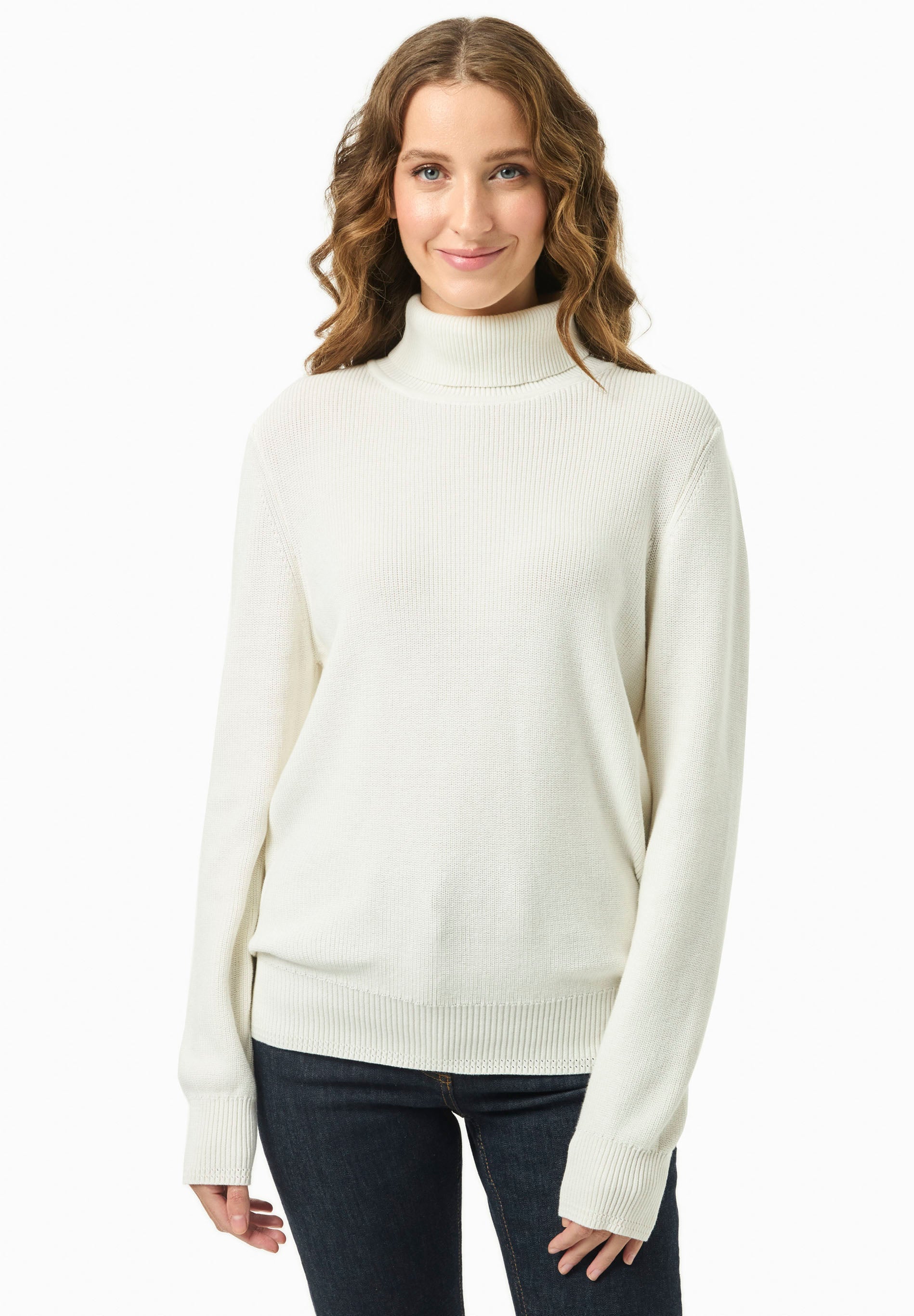 Organic cotton turtleneck sweater in off white - Ecomarket.com