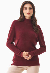 Organic cotton turtleneck sweater in syriah red - Ecomarket.com