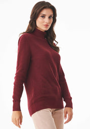 Organic cotton turtleneck sweater in syriah red - Ecomarket.com