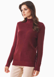 Organic cotton turtleneck sweater in syriah red - Ecomarket.com