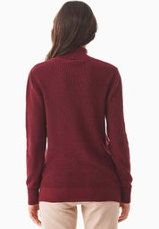 Organic cotton turtleneck sweater in syriah red - Ecomarket.com