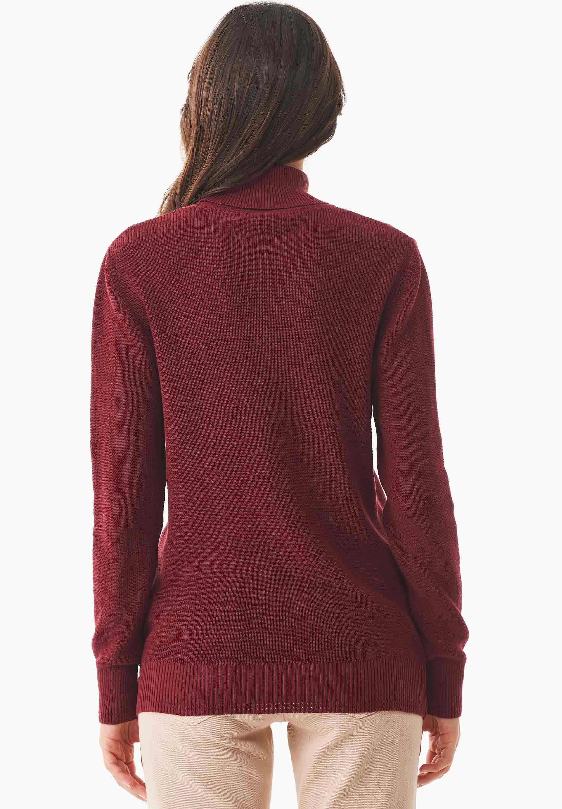 Organic cotton turtleneck sweater in syriah red - Ecomarket.com