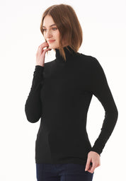 Turtleneck Shirt in LENZING™ ECOVERO™ Jersey (slim fit) in black - Ecomarket.com