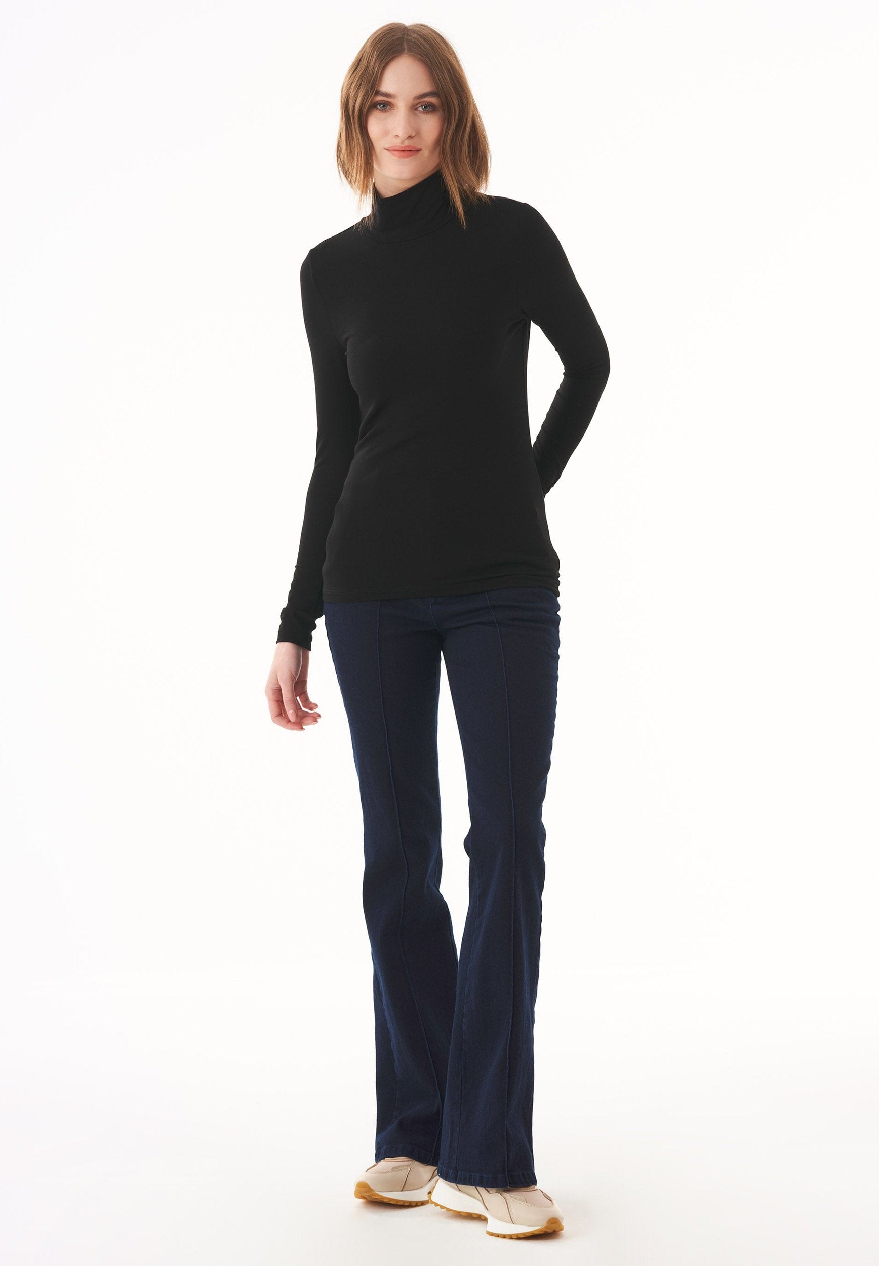 Turtleneck Shirt in LENZING™ ECOVERO™ Jersey (slim fit) in black - Ecomarket.com