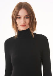Turtleneck Shirt in LENZING™ ECOVERO™ Jersey (slim fit) in black - Ecomarket.com