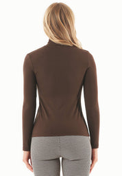 Turtleneck Shirt in LENZING™ ECOVERO™ Jersey (slim fit) in chestnut - Ecomarket.com