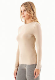 Long-Sleeved Shirt in LENZING™ ECOVERO™ Jersey in beige - Ecomarket.com