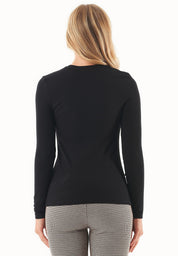 Long-Sleeved Shirt in LENZING™ ECOVERO™ Jersey in black - Ecomarket.com