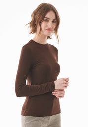 Long-Sleeved Shirt in LENZING™ ECOVERO™ Jersey in brown - Ecomarket.com