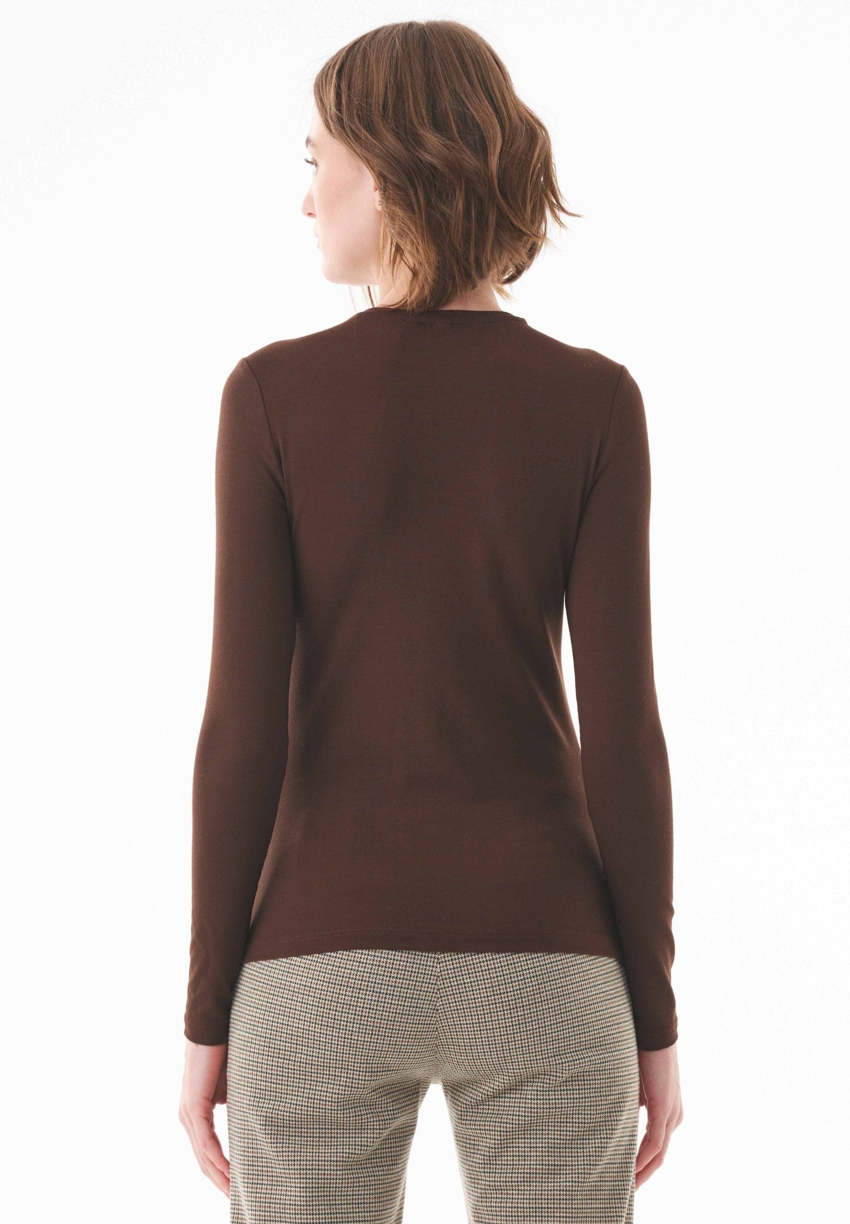 Long-Sleeved Shirt in LENZING™ ECOVERO™ Jersey in brown - Ecomarket.com