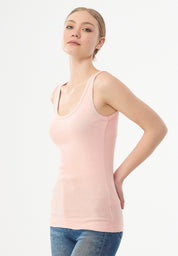 Ribbed Sleeveless Top in Organic Cotton in pink (thin strap) - Ecomarket.com