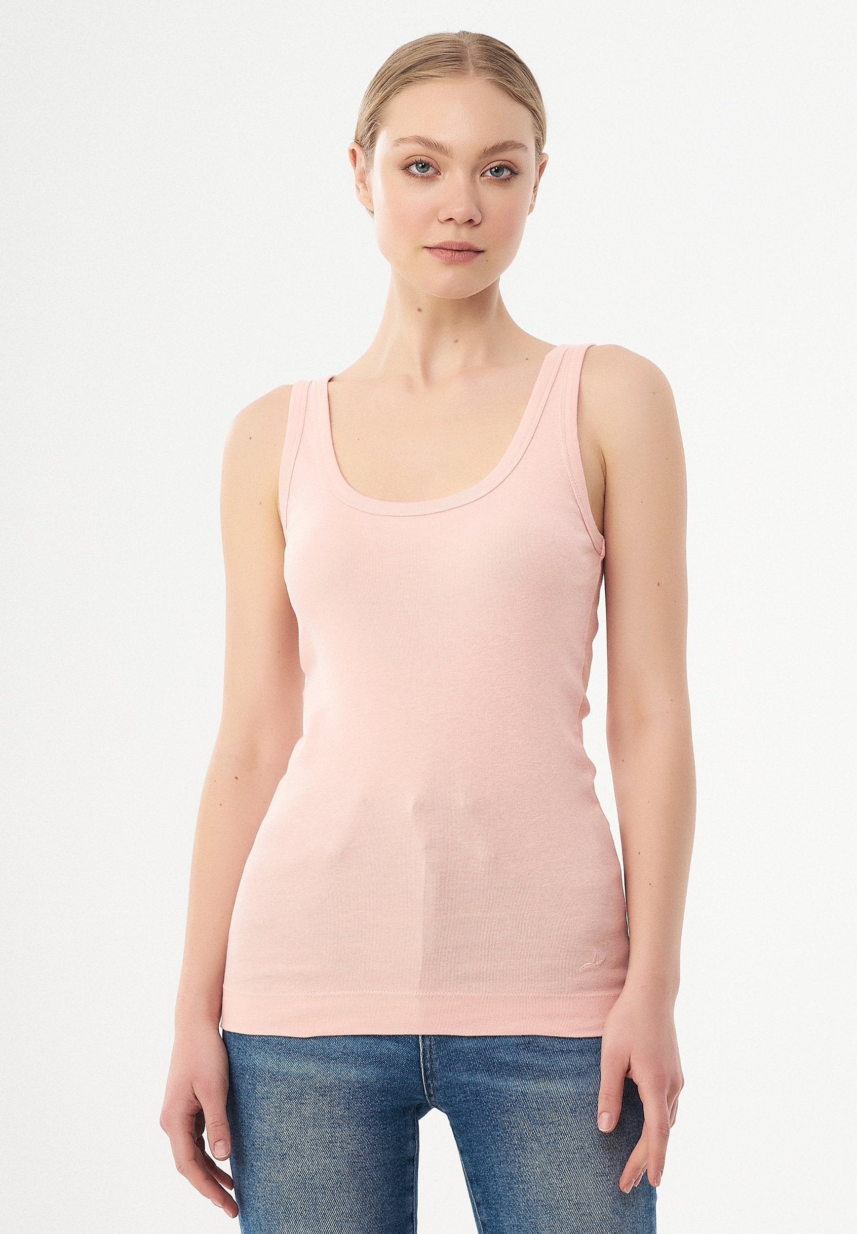 Ribbed Sleeveless Top in Organic Cotton in pink (thin strap) - Ecomarket.com