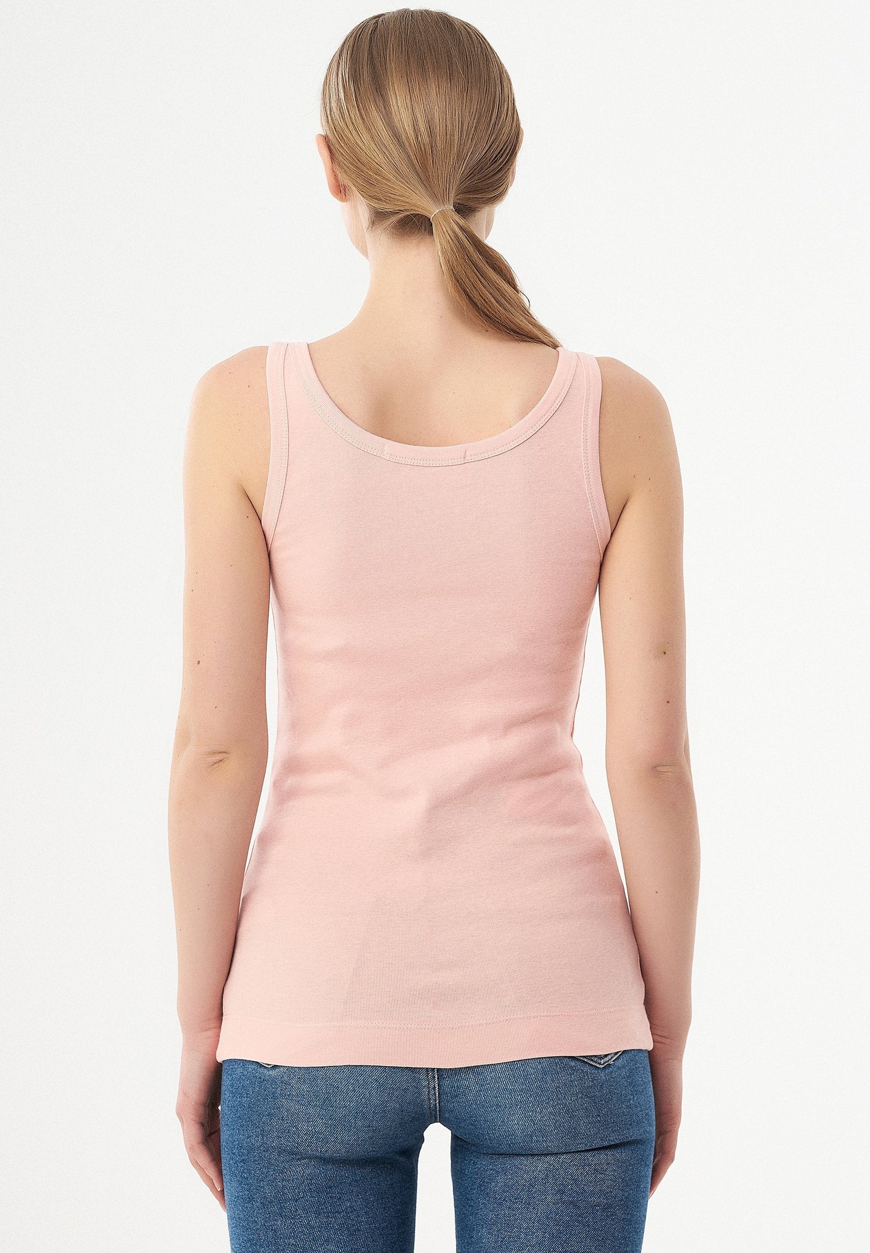 Ribbed Sleeveless Top in Organic Cotton in pink (thin strap) - Ecomarket.com