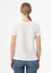 Basic V-Neck T-Shirt in 100% Organic Cotton in off white - Ecomarket.com
