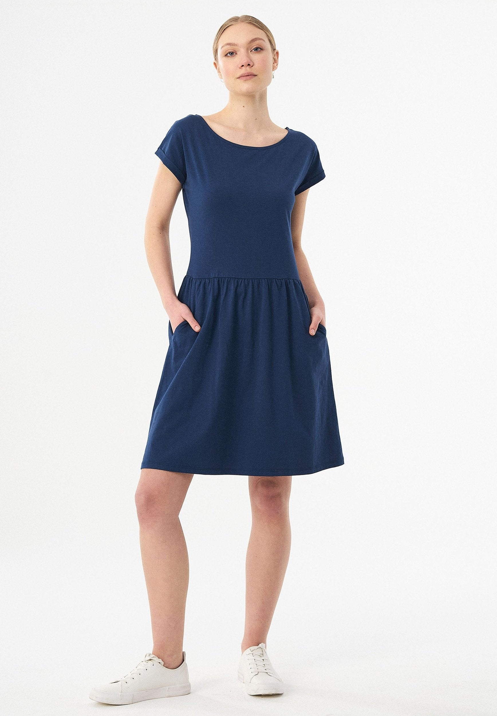 Slub Jersey Dress in 100% Organic Cotton in navy - Ecomarket.com