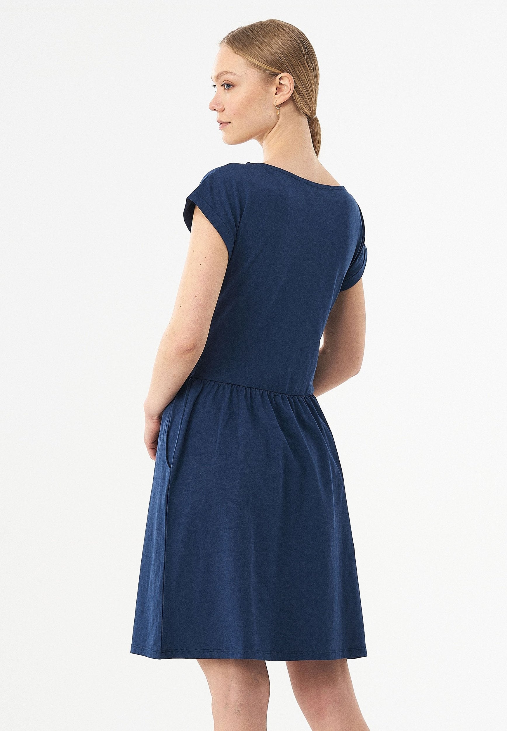 Slub Jersey Dress in 100% Organic Cotton in navy - Ecomarket.com