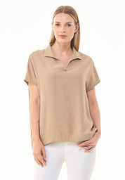 Blouse in LENZING™ ECOVERO™ & Linen Blend in beige - Ecomarket.com
