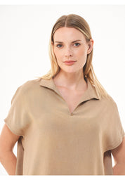 Blouse in LENZING™ ECOVERO™ & Linen Blend in beige - Ecomarket.com