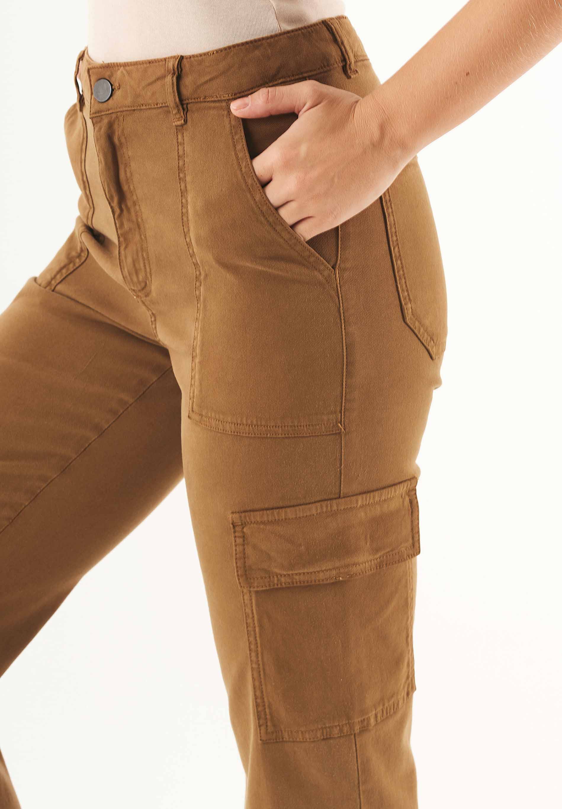 Cargo pants made from TENCEL™ Lyocell and organic cotton in brown - Ecomarket.com