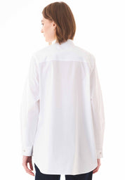 Oversized Shirt Blouse in Organic Cotton Poplin in white - Ecomarket.com