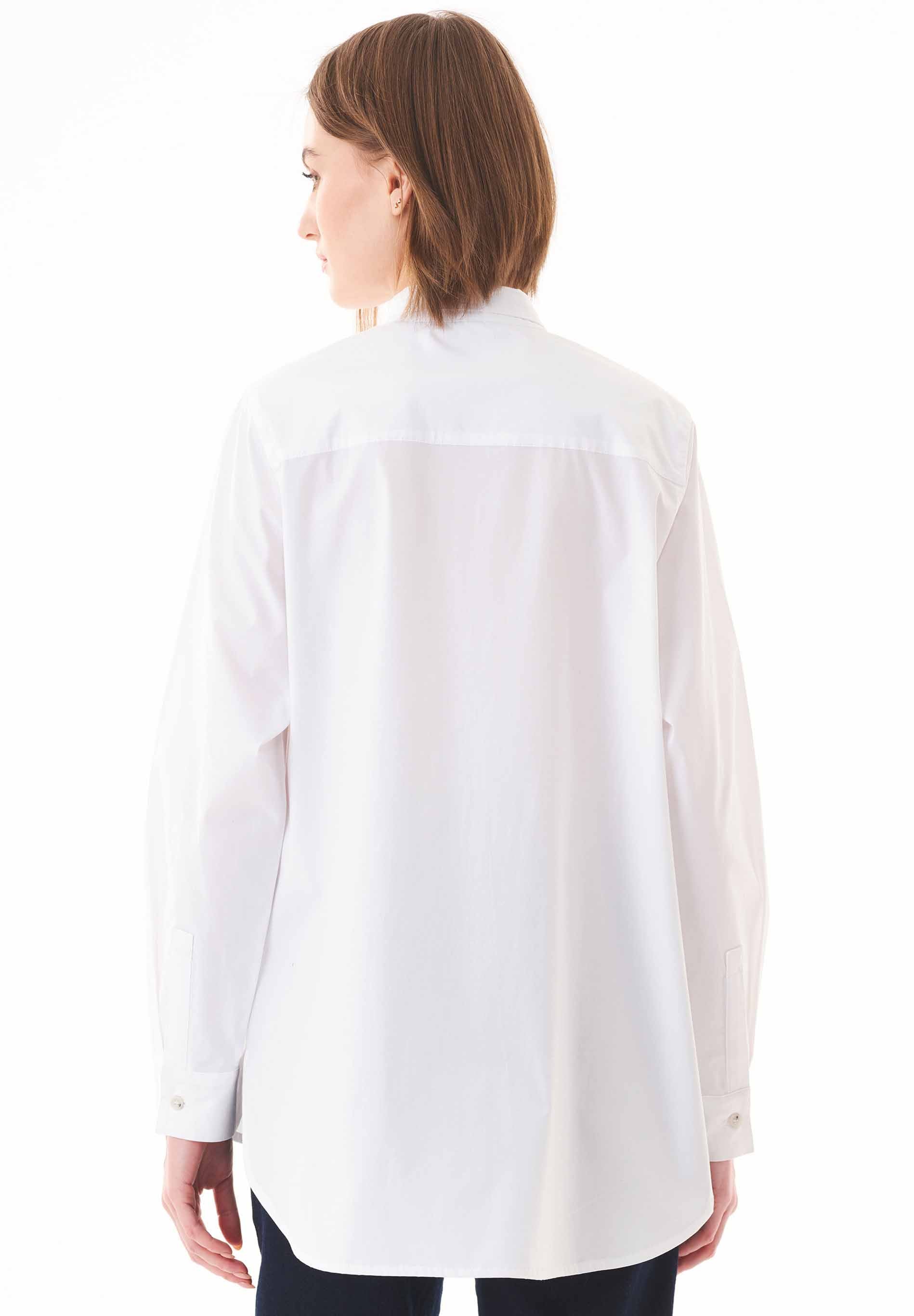 Oversized Shirt Blouse in Organic Cotton Poplin in white - Ecomarket.com