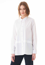 Oversized Shirt Blouse in Organic Cotton Poplin in white - Ecomarket.com