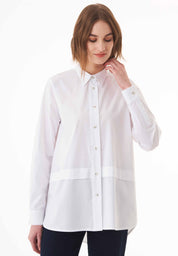 Oversized Shirt Blouse in Organic Cotton Poplin in white - Ecomarket.com