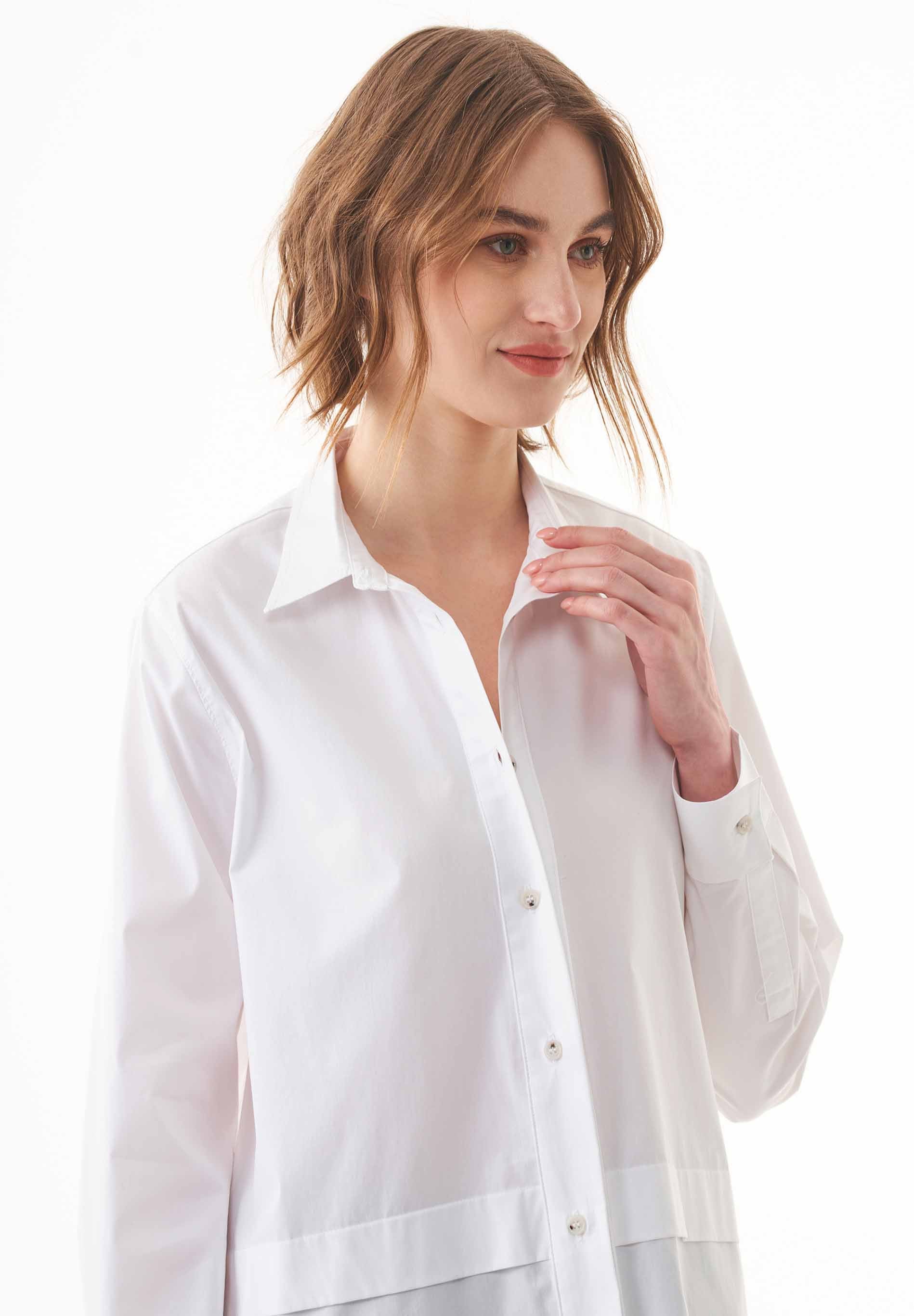 Oversized Shirt Blouse in Organic Cotton Poplin in white - Ecomarket.com