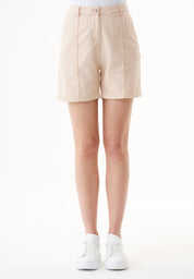 TENCEL™ Lyocell & Organic Cotton Gabardine Shorts in beige - Ecomarket.com