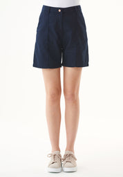 TENCEL™ Lyocell & Organic Cotton Gabardine Shorts in navy - Ecomarket.com