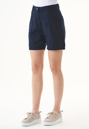 TENCEL™ Lyocell & Organic Cotton Gabardine Shorts in navy - Ecomarket.com