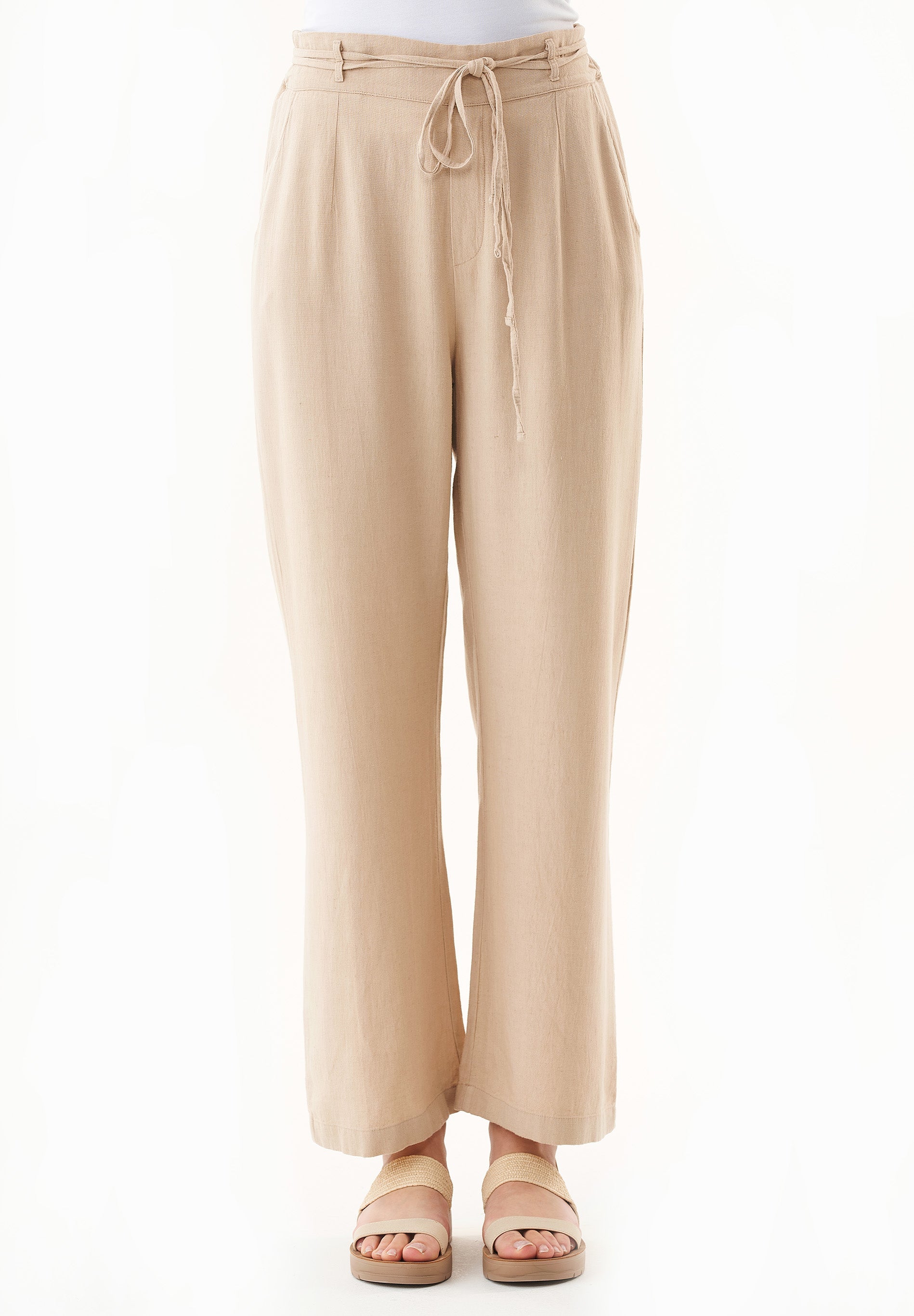 Pants made of LENZING™ ECOVERO™ and linen in sand - Ecomarket.com
