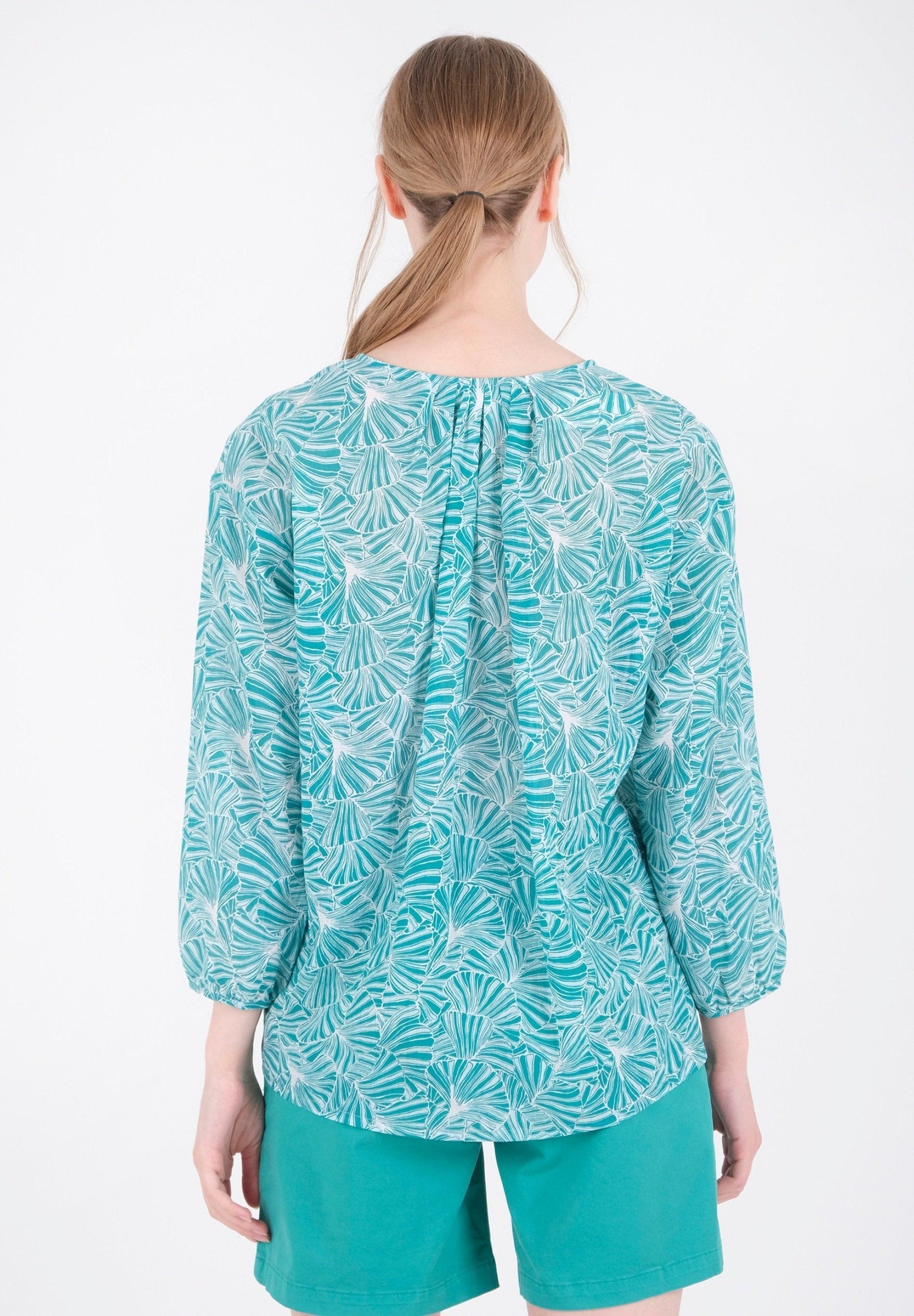 Printed Voile Blouse in 100% Organic Cotton in emerald - Ecomarket.com