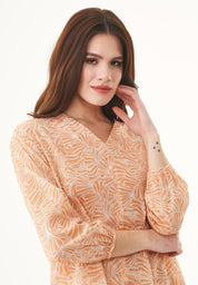 Printed Voile Blouse in 100% Organic Cotton in Indian Tan - Ecomarket.com