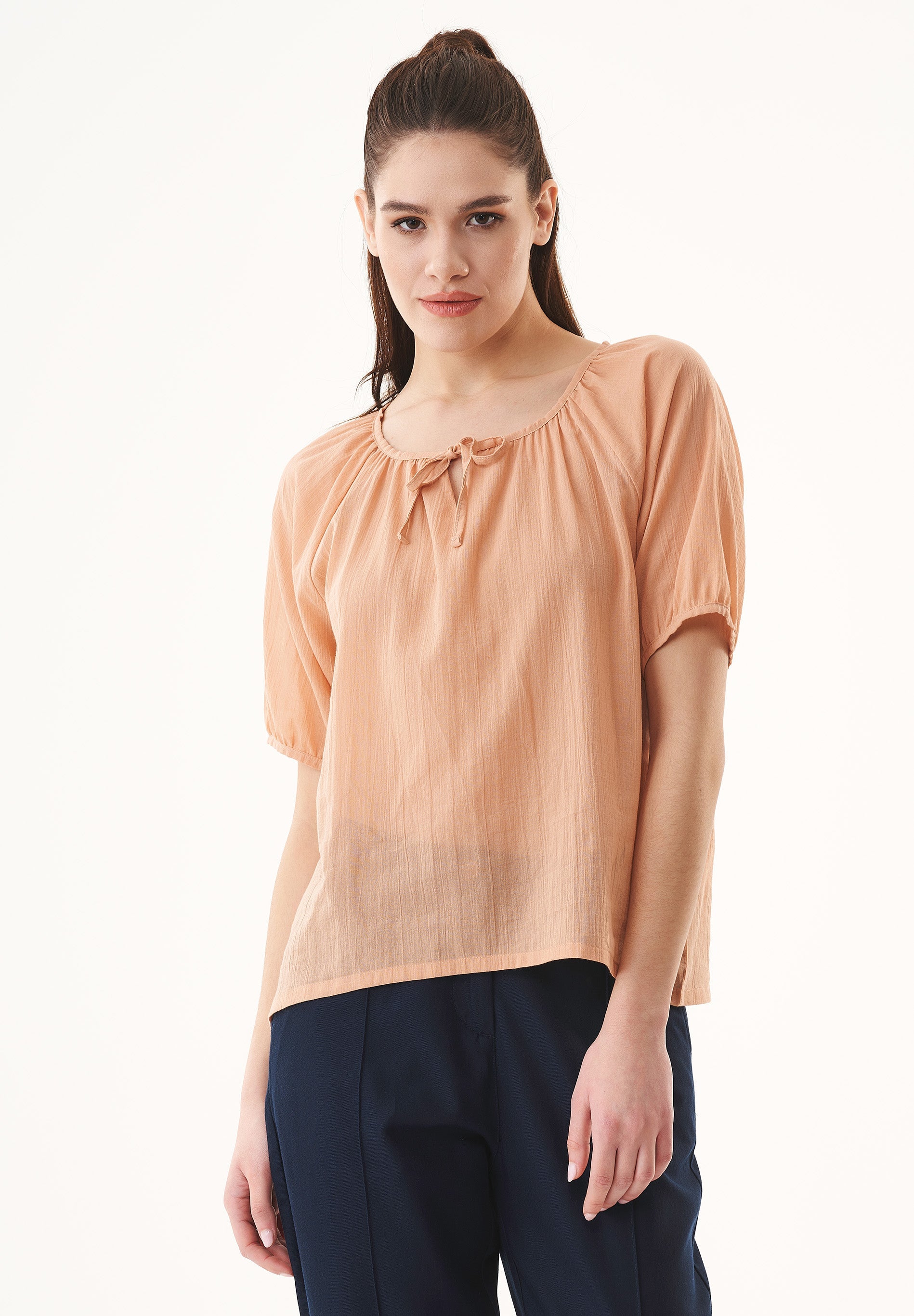 Organic Cotton Voile Blouse in indian tan - Ecomarket.com
