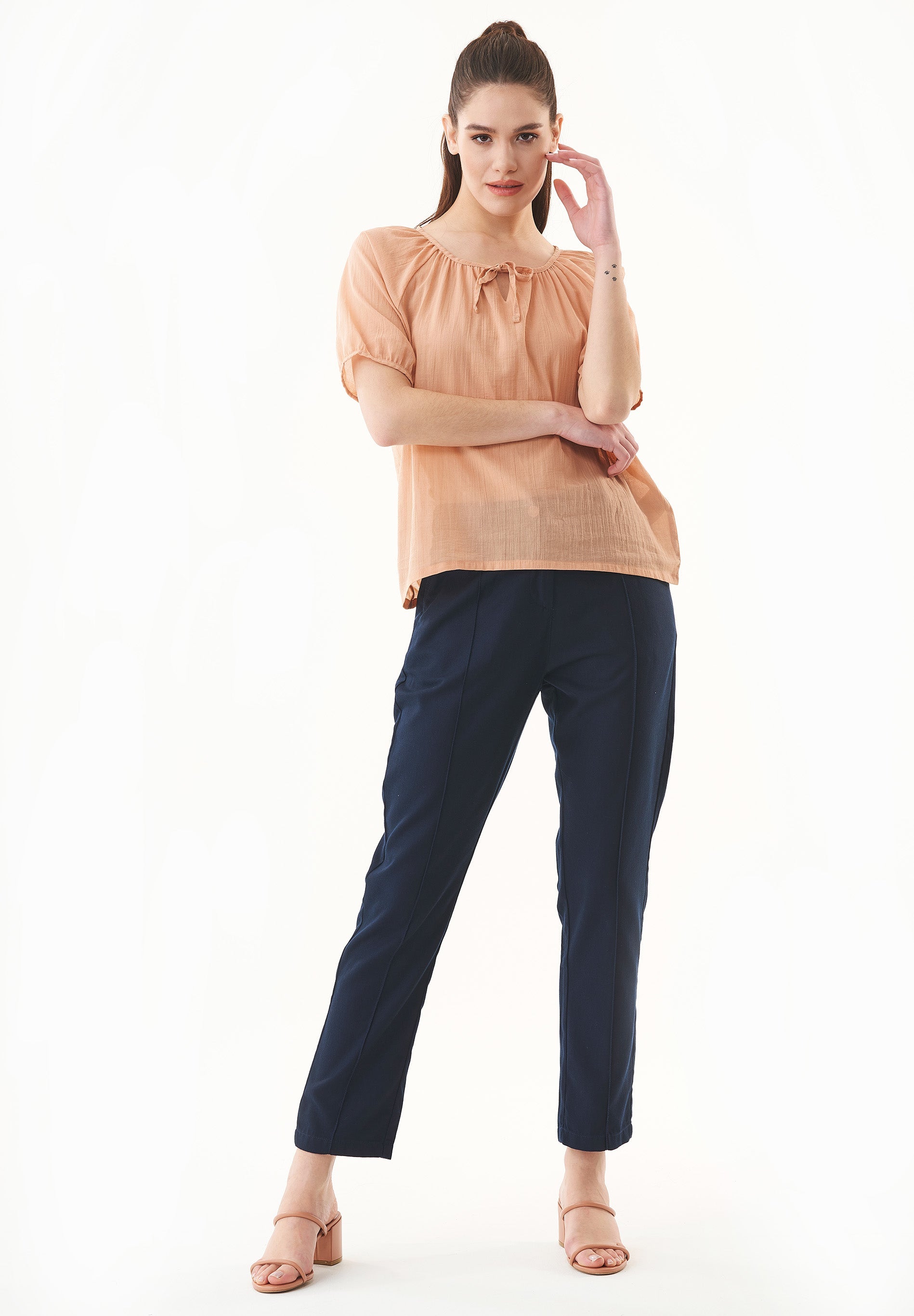 Organic Cotton Voile Blouse in indian tan - Ecomarket.com