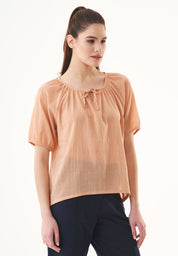 Organic Cotton Voile Blouse in indian tan - Ecomarket.com