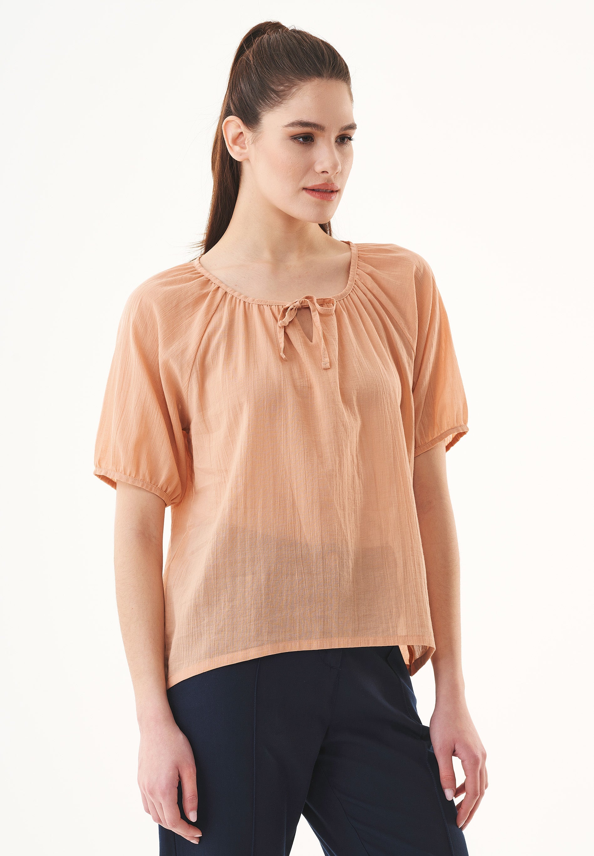 Organic Cotton Voile Blouse in indian tan - Ecomarket.com