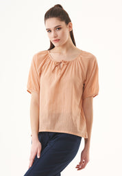 Organic Cotton Voile Blouse in indian tan - Ecomarket.com