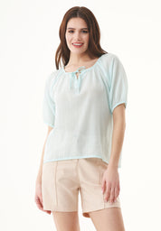 Organic Cotton Voile Blouse in pale blue - Ecomarket.com