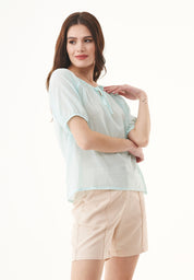 Organic Cotton Voile Blouse in pale blue - Ecomarket.com